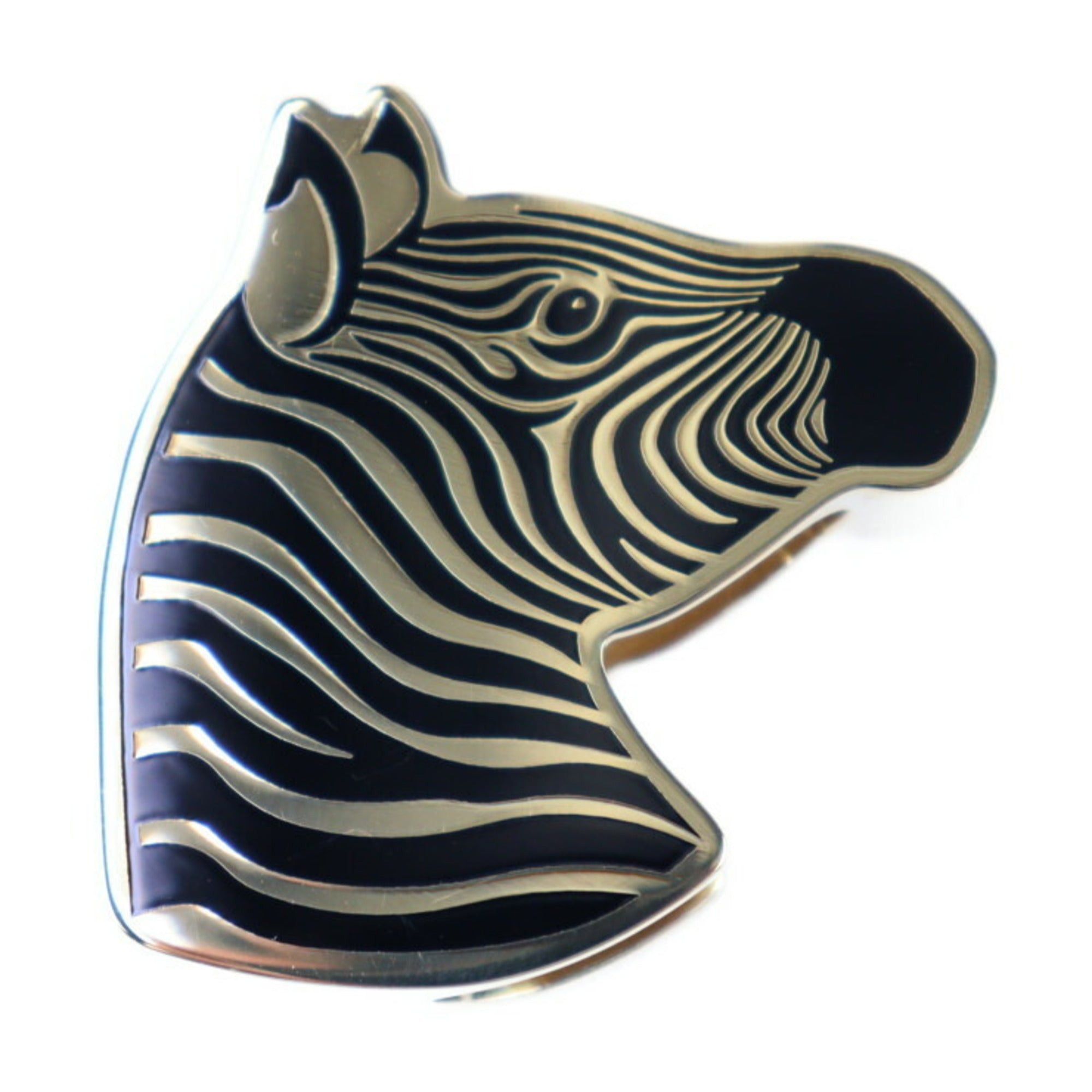 image of Hermes Square Ring 90 Scarf Metal Gold Black Zebra, Women's
