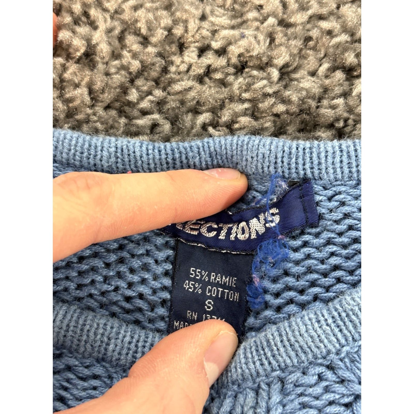Vintage VINTAGE Directions Sweater Shirt Womens Small Blue 90s Fisherman Crew Neck Chunky-Knit Cotton Pullover Womens S Size S / US 4 / IT 40 - 4 Thumbnail