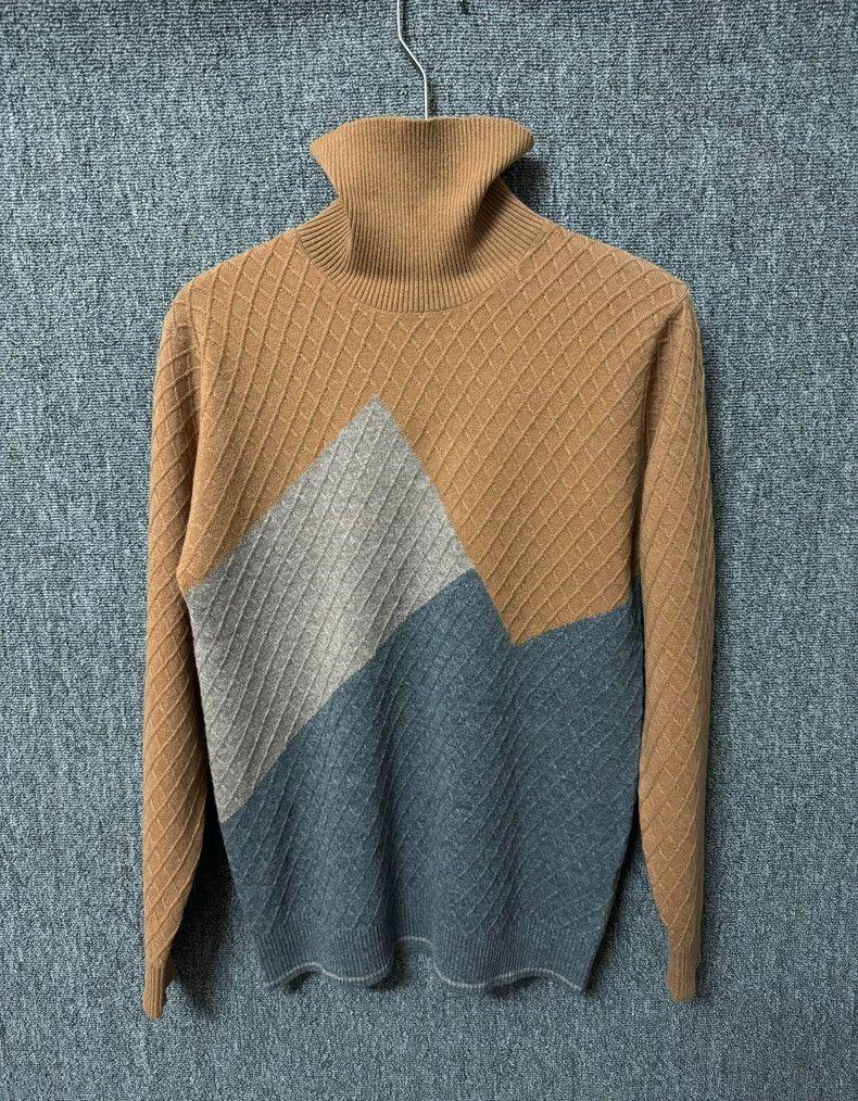 Loro Piana LORO PIANA Classic diamond pattern cashmere knit high coll Size US M / EU 48-50 / 2 - 1 Thumbnail