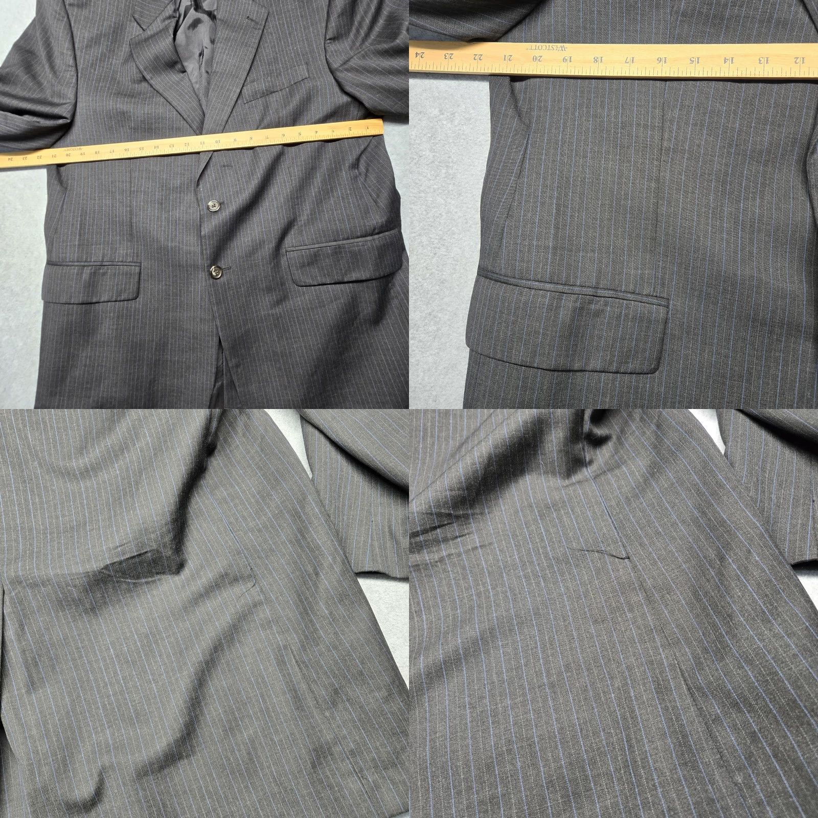 Chaps VINTAGE Chaps Ralph Lauren Blazer Mens Large Gray Pinstripe 2 Button Sport Coat Size 44R - 9 Thumbnail