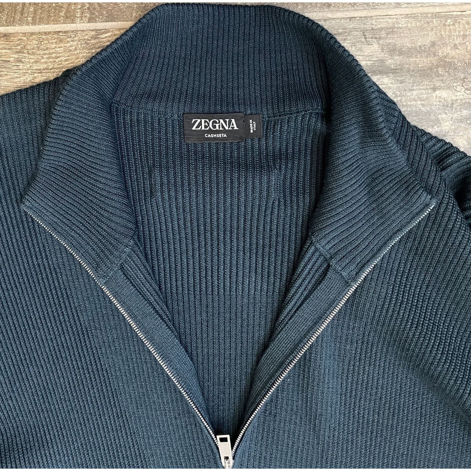 Ermenegildo Zegna $2750 NWT ZEGNA Cashsets Cashmere Zip Sweater Blue 58(3XL) Size US XXL / EU 58 / 5 - 3 Thumbnail