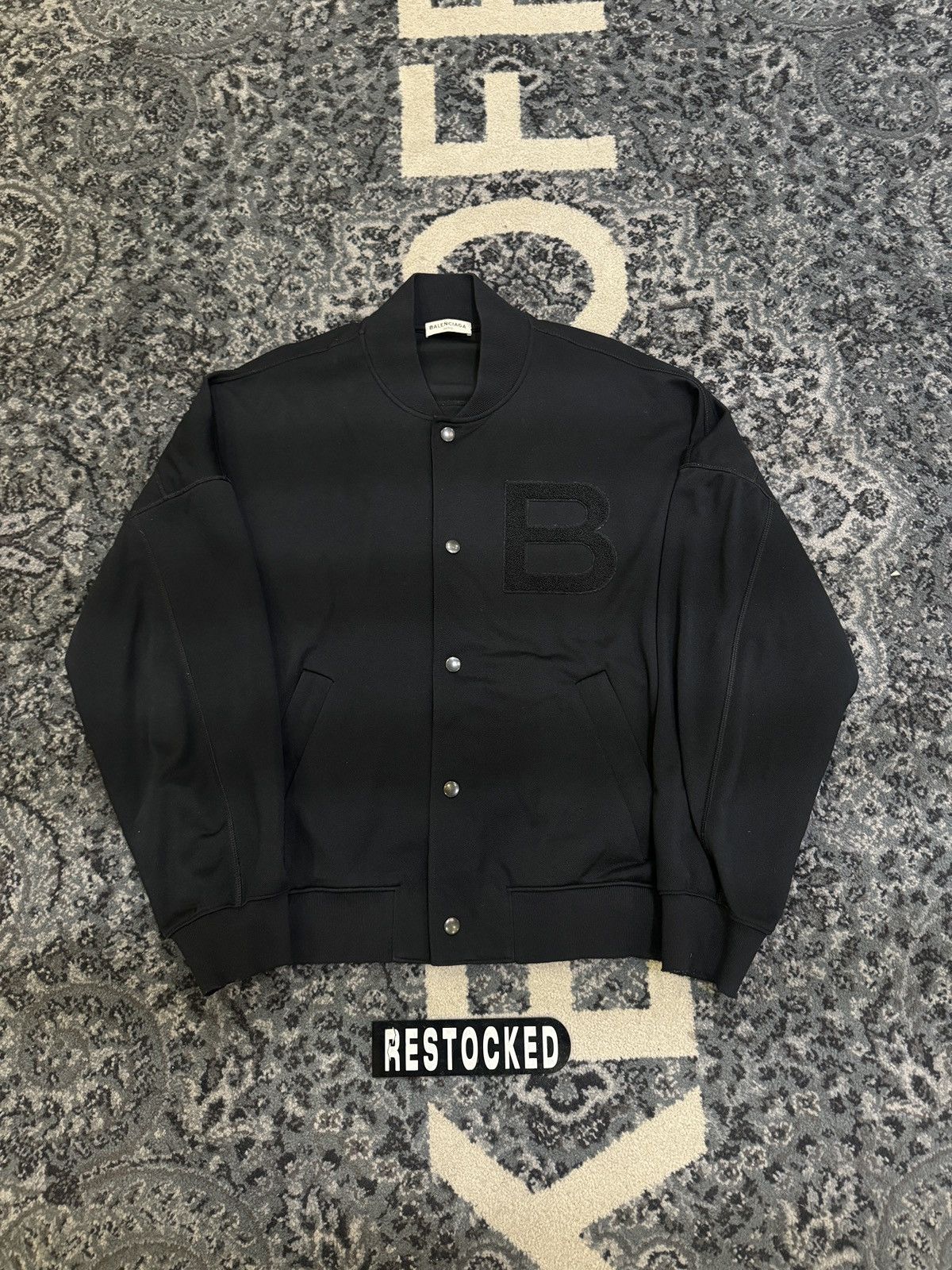 BALENCIAGA BLACK VARSITY SIZE LARGE Bombers