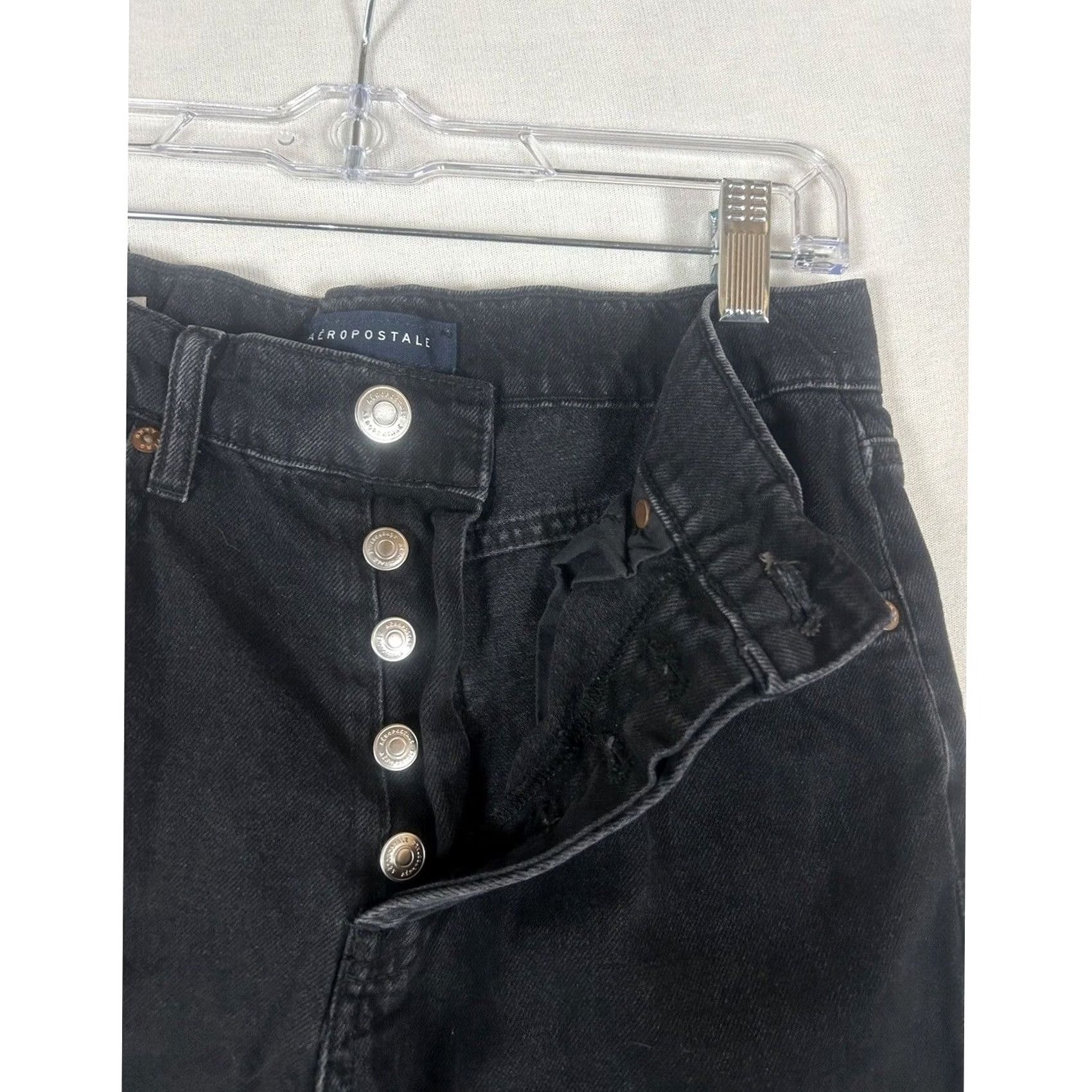 Vintage Aéropostale Jeans Baggy 90s Womens Size 4 REG Button Fly Black High Rise Y2K Distressed 5-Pocket Denim Shirt? Size 27" / US 4 / IT 40 - 2 Thumbnail
