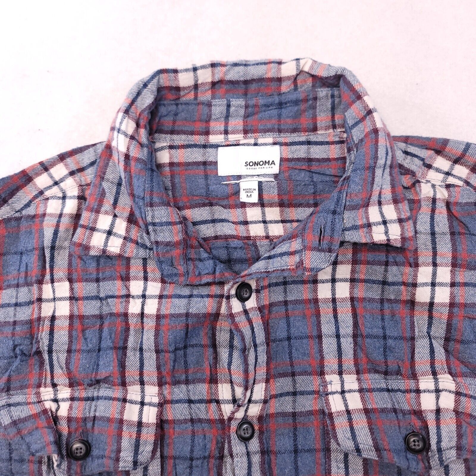 Sonoma Sonoma Tartan Flannel Shirt Mens Size Medium M Blue White Size US M / EU 48-50 / 2 - 1 Thumbnail