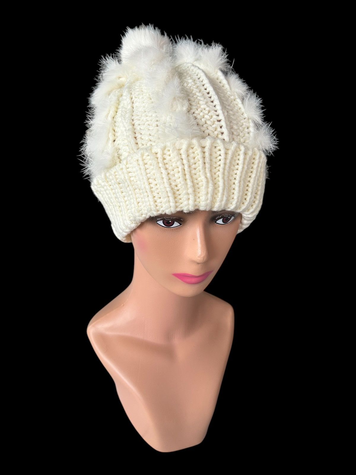 Japanese Punk Bondage Style Knitt Fur Beanie Hats ☠️☠️🎌