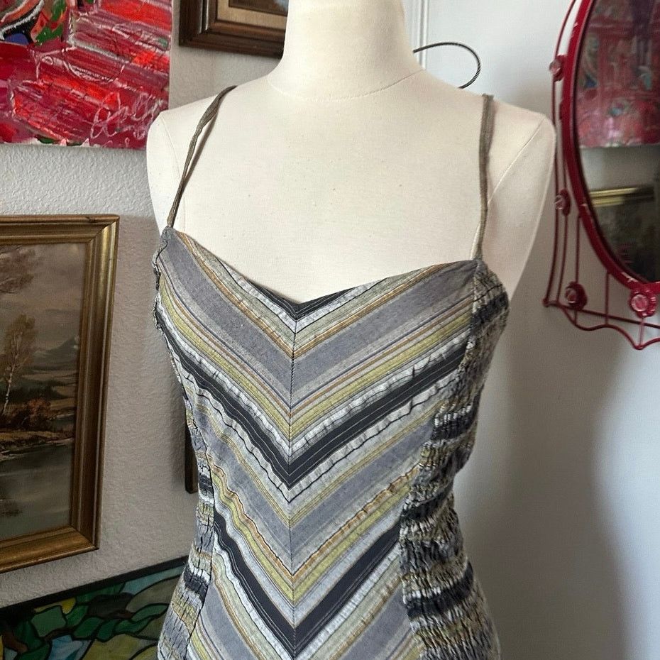 Billabong billabong green gray striped v bodycon dress Size M / US 6-8 / IT 42-44 - 2 Thumbnail