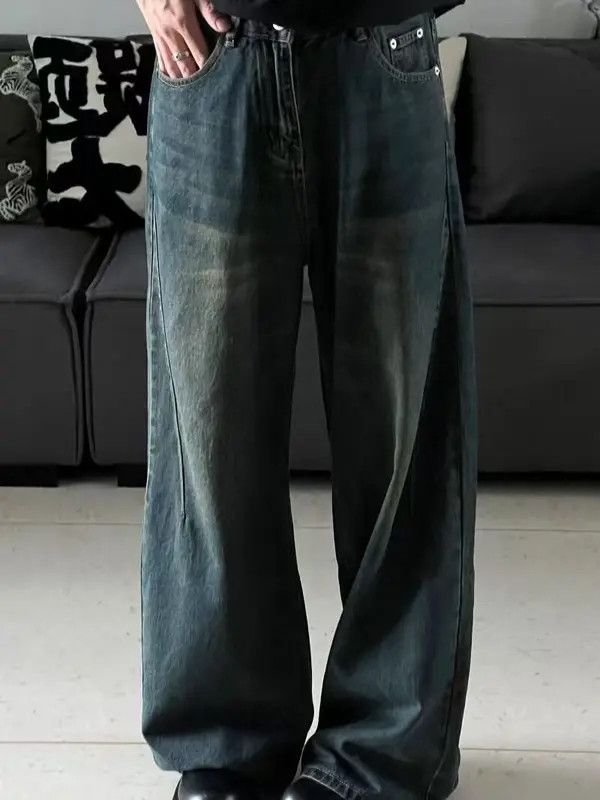 Japanese Brand Risa Men's blue washed vintage distressed straight jeans Size US 32 / EU 48 - 1 Thumbnail