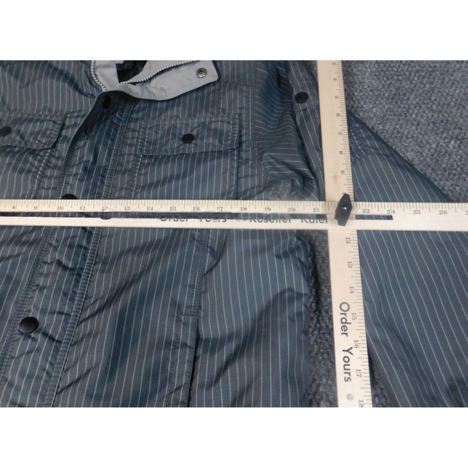 Old Navy Old Navy Coat Womens XL Green Striped Full Zip Denim Cotton Blend Size XL / US 12-14 / IT 48-50 - 4 Thumbnail