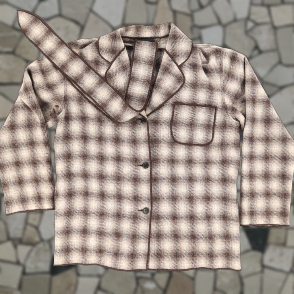Banana Republic Banana Republic Oversized Belted Alpaca Mohair Plaid Jacket Brown Women's S Shirt Size S / US 4 / IT 40 - 1 Thumbnail