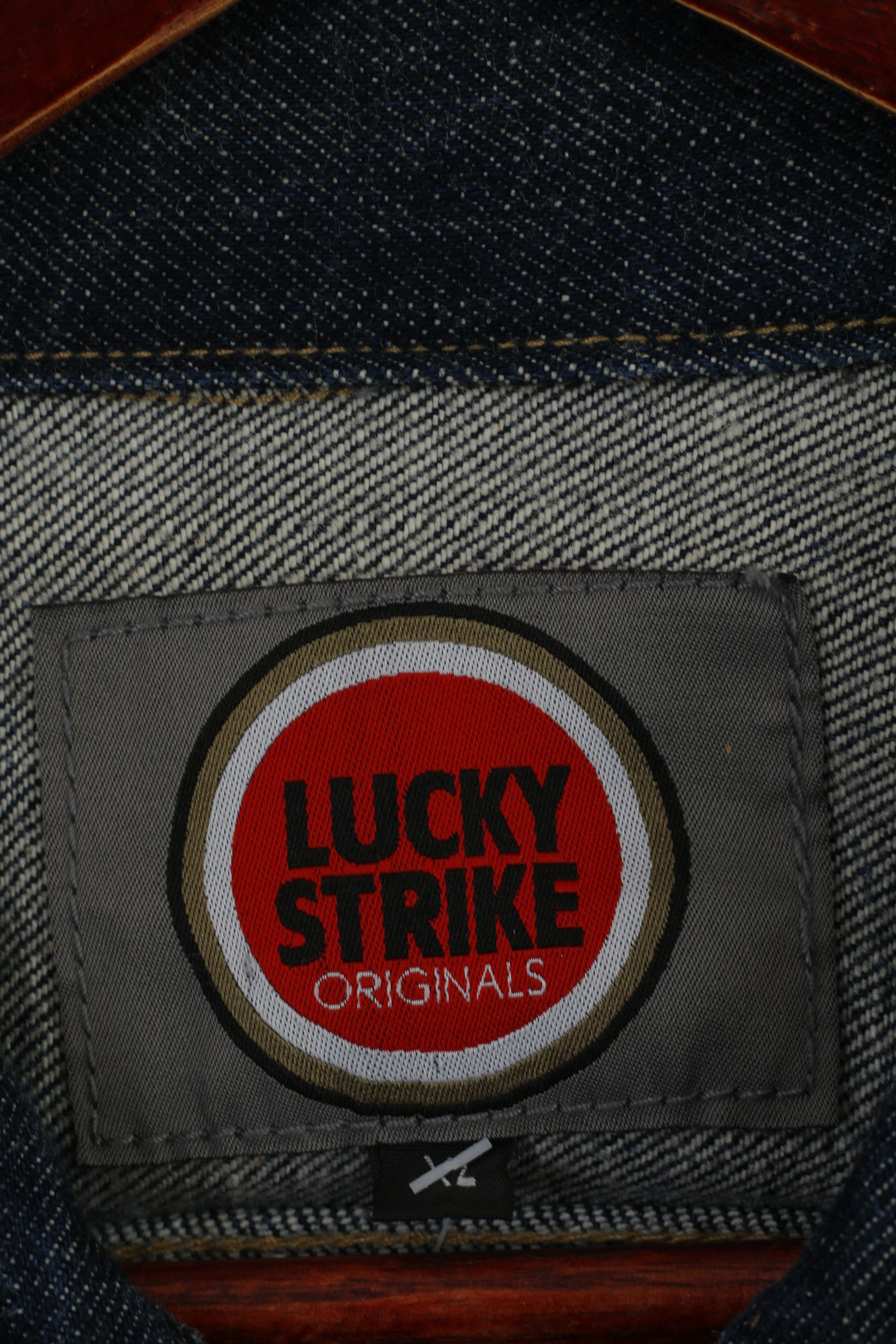 Vintage Lucky Strike Women XL (M) Denim Jacket Navy Cotton 6801 Size M / US 6-8 / IT 42-44 - 5 Thumbnail