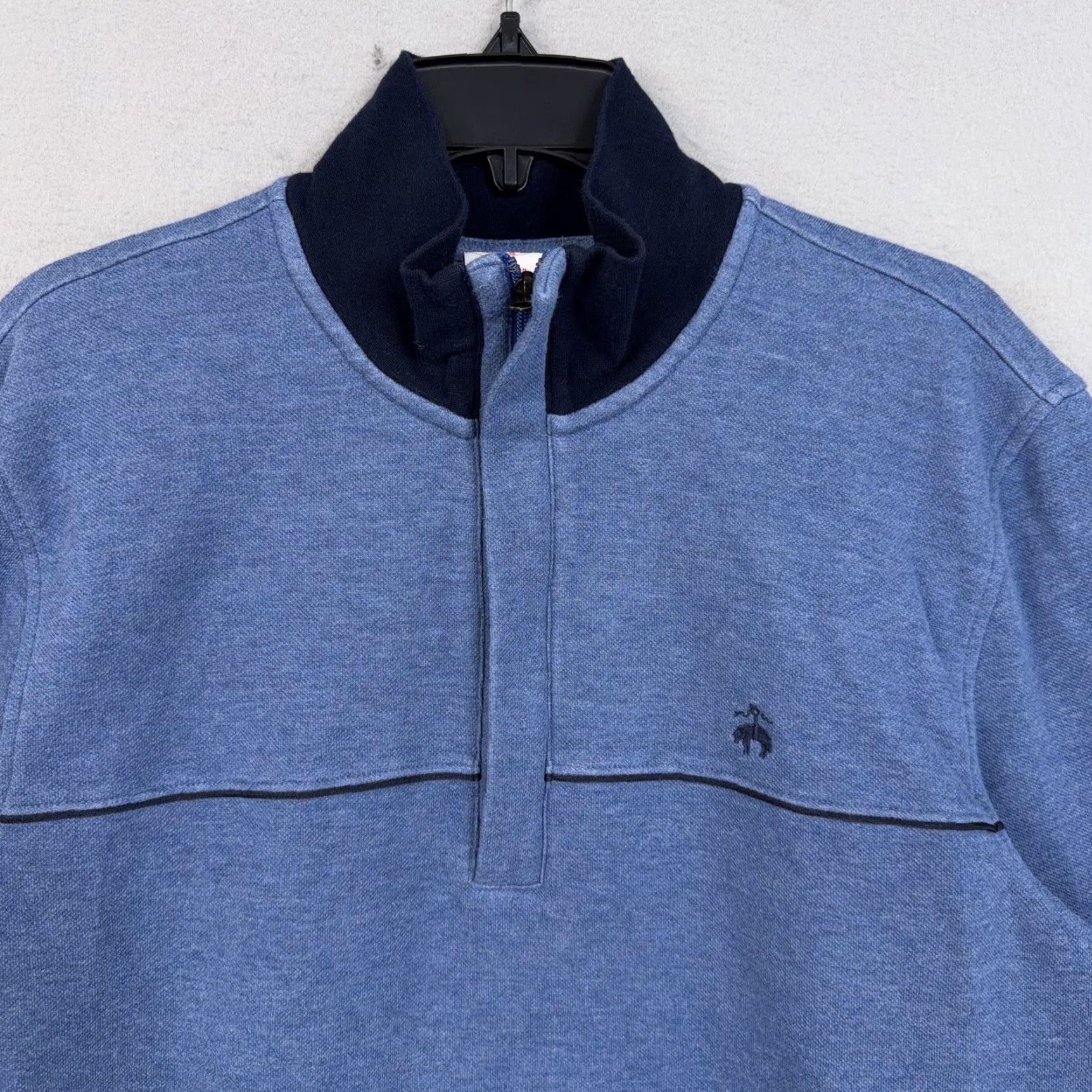 Brooks Brothers Brooks Brothers Sweatshirt Mens 2XL Blue 1/4 Zip Mock Neck Fleece Pullover Logo Size US XXL / EU 58 / 5 - 2 Thumbnail