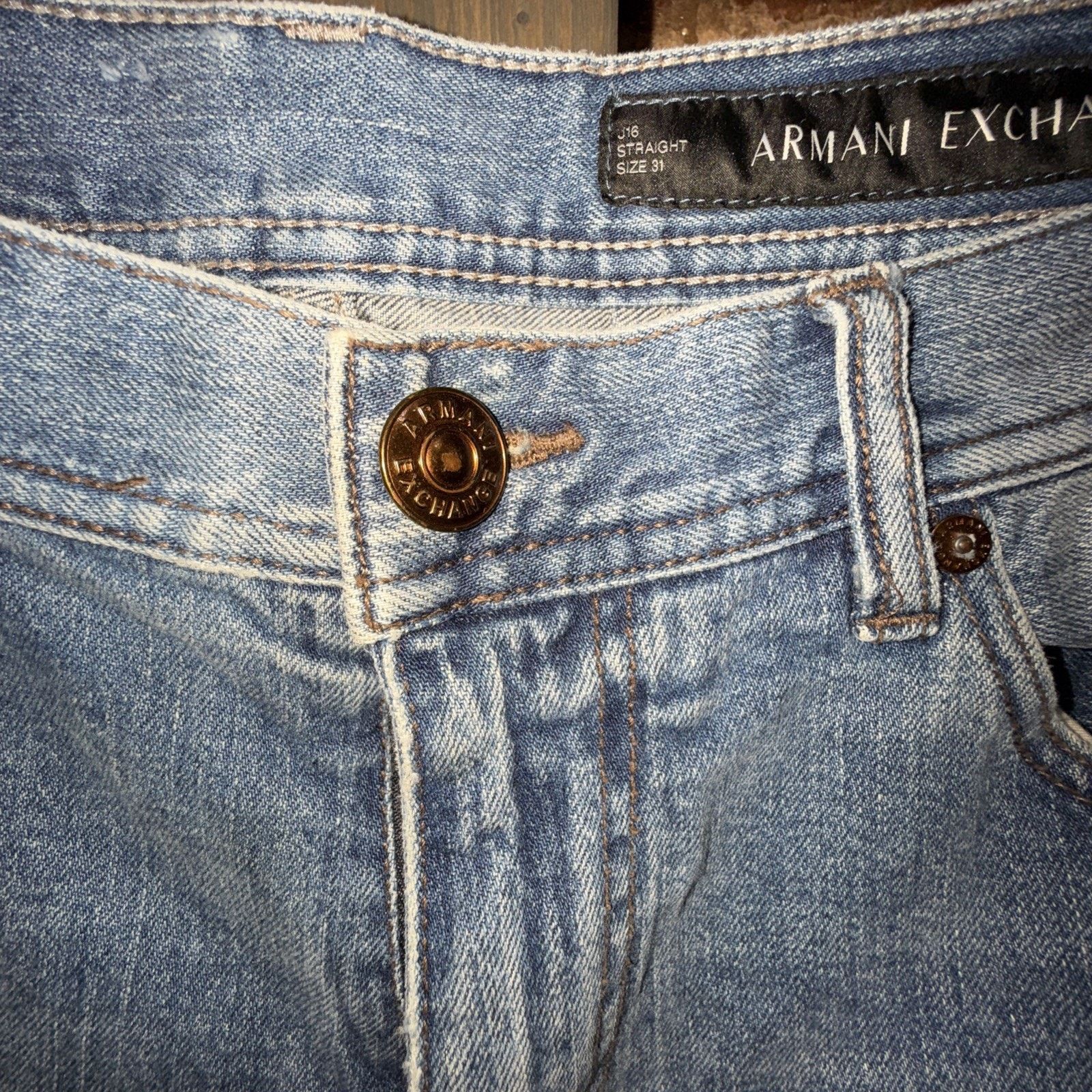 Armani Exchange Armani Exchange Men's J16 Sz Straight Med Wash Jeans 33x31 Size US 31 - 3 Thumbnail
