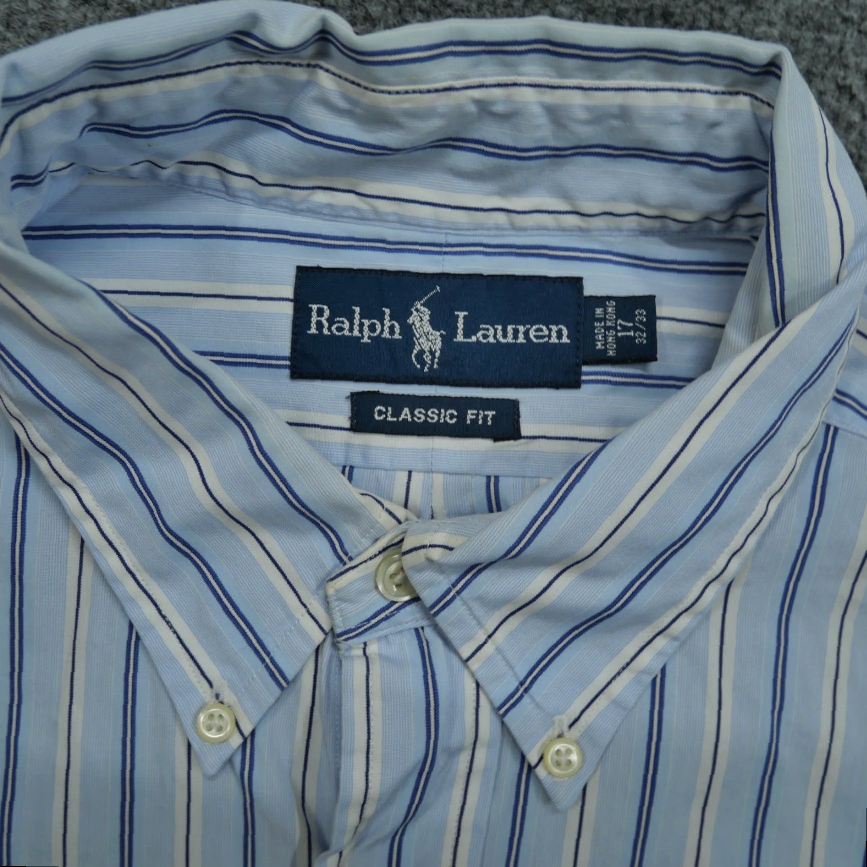Polo Ralph Lauren Ralph Lauren Shirt Mens 17 32 33 Blue White Striped Button Down Knit Cotton Logo Classic Preppy Casual Size US XS / EU 42 / 0 - 3 Thumbnail