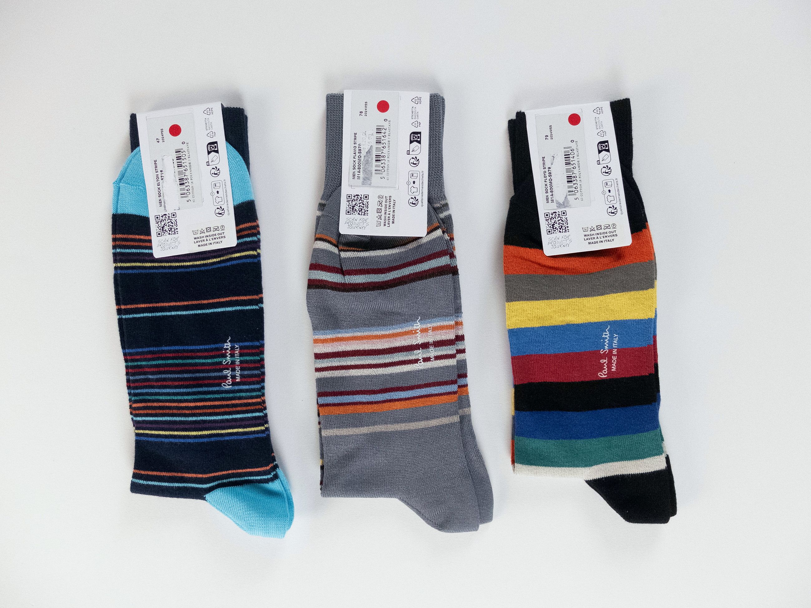 Paul Smith 3 pairs of Paul Smith colorful striped cotton blend socks q Size ONE SIZE - 3 Thumbnail