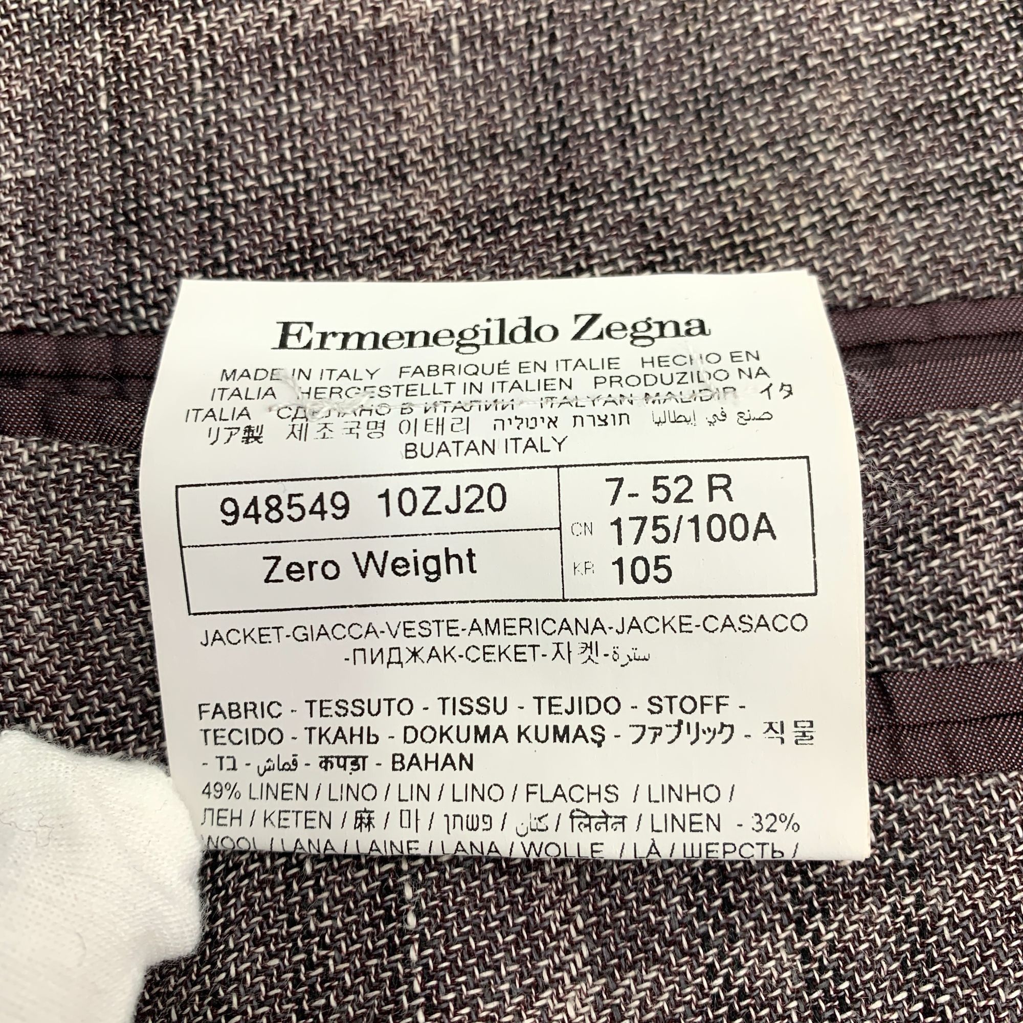 Ermenegildo Zegna Ermenegildo Zegna Brown Check Pattern Collar Suit Jacket (Si Size 52L - 4 Thumbnail