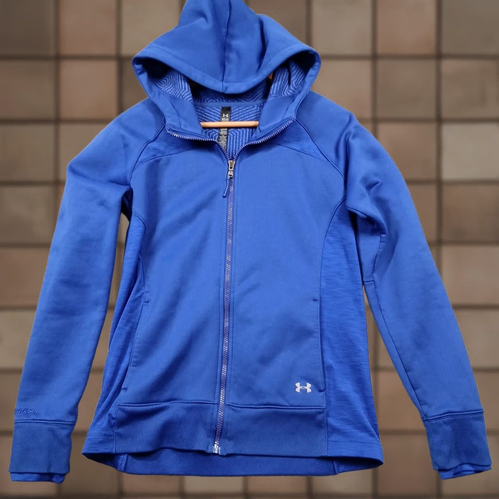Under Armour Under Armour ColdGear Hoodie Women M Blue Full Zip Fitted Active Jacket Size M / US 6-8 / IT 42-44 - 1 Thumbnail