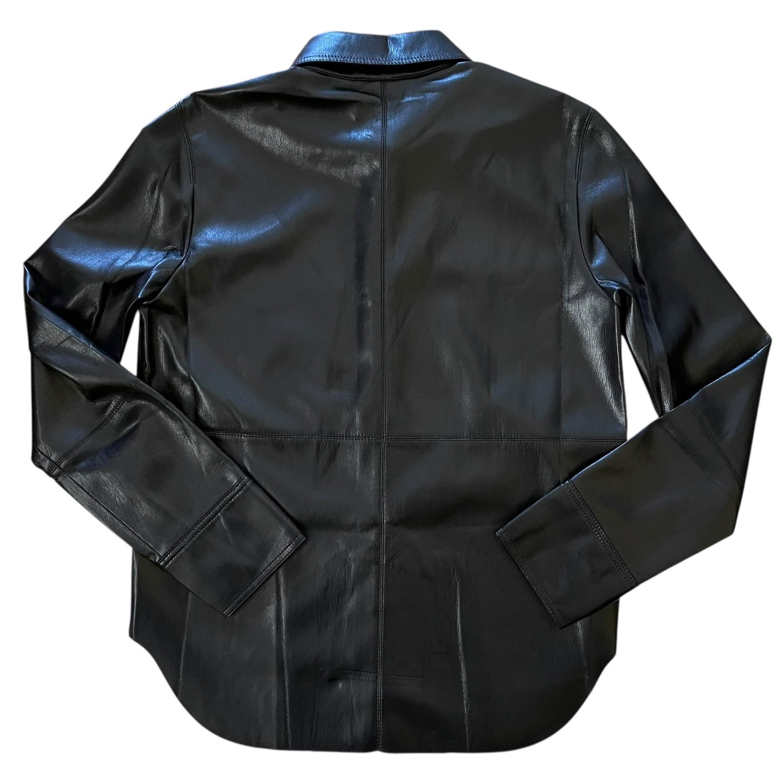 Nanushka Nanushka Naum Okobor Black Alt-Leather Button-Down Shirt Size S / US 4 / IT 40 - 3 Thumbnail
