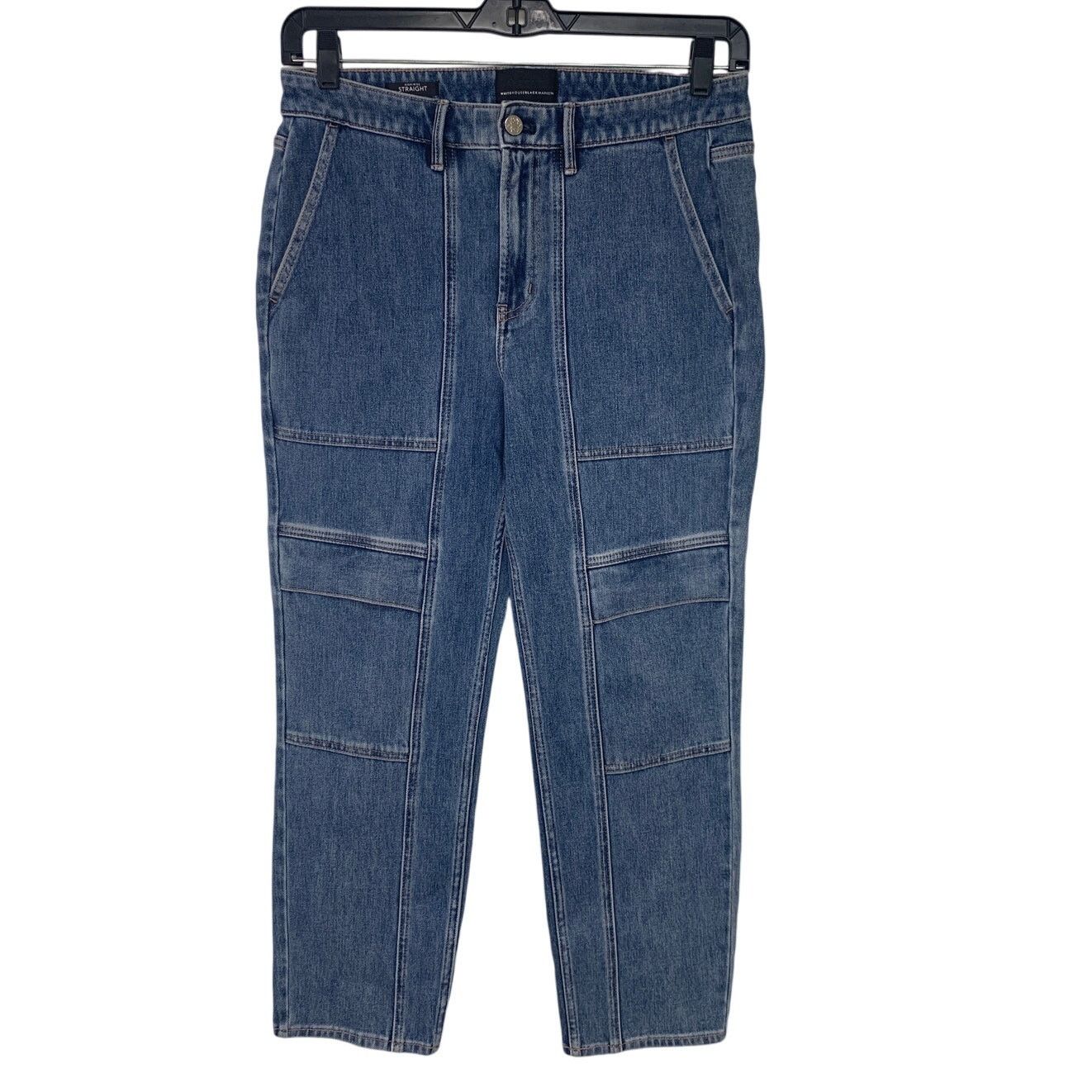White House Black Market WHBM Womens Size 10 High Rise Straight Leg Denim Blue Jeans Size 32" / US 10 / IT 46 - 1 Thumbnail