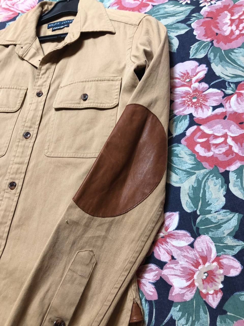 Polo Ralph Lauren Ralph Lauren Leather-Trim Twill Shirt Tan Brown Safari Size M / US 6-8 / IT 42-44 - 13 Thumbnail