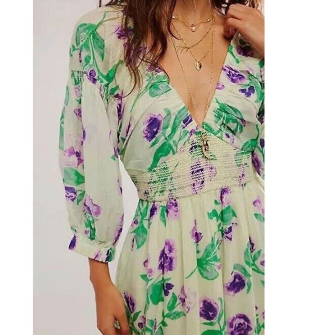 Free People New Free People Golden Hour Floral Maxi Dress $168 X-SMALL Size XS / US 0-2 / IT 36-38 - 2 Thumbnail