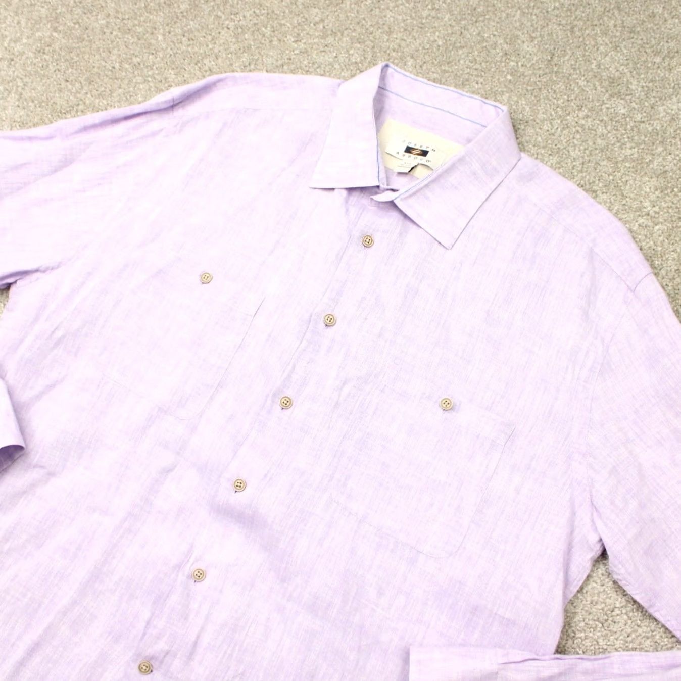 Joseph Abboud Joseph Abboud Shirt Mens 2XL Purple 100% Linen Long Sleeve Button Up Size US XXL / EU 58 / 5 - 3 Thumbnail