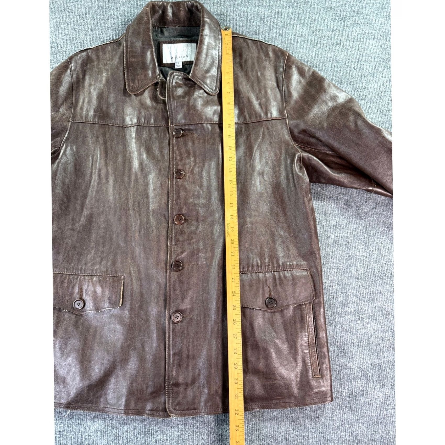 Vintage VTG Wilsons Leather M. Julian Jacket Mens Large Brown Leather Button Car Coat Size US L / EU 52-54 / 3 - 6 Thumbnail