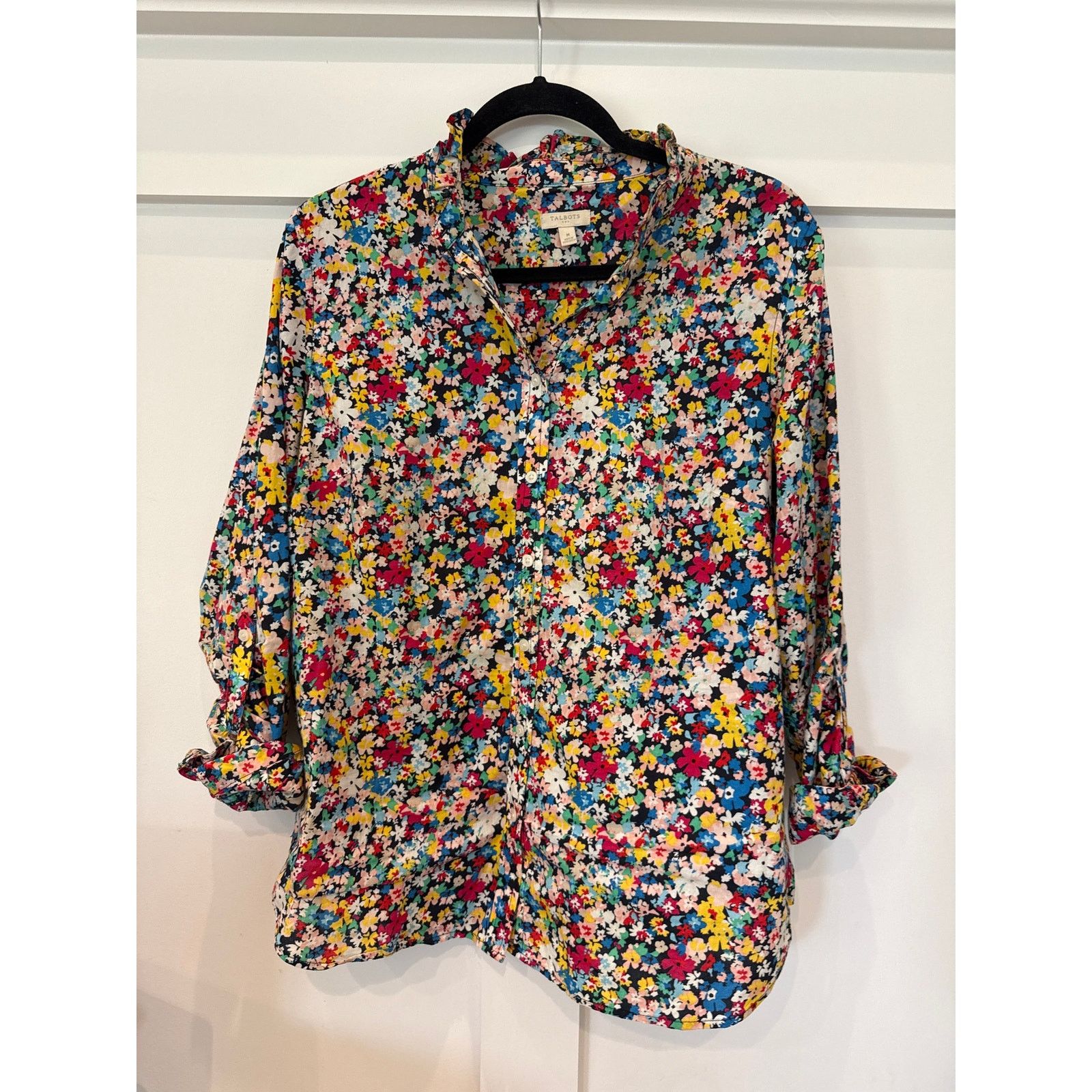 Talbots Talbots Floral Button Down Lng Sleeve Ruffle Collar Blouse,M Size M / US 6-8 / IT 42-44 - 2 Thumbnail
