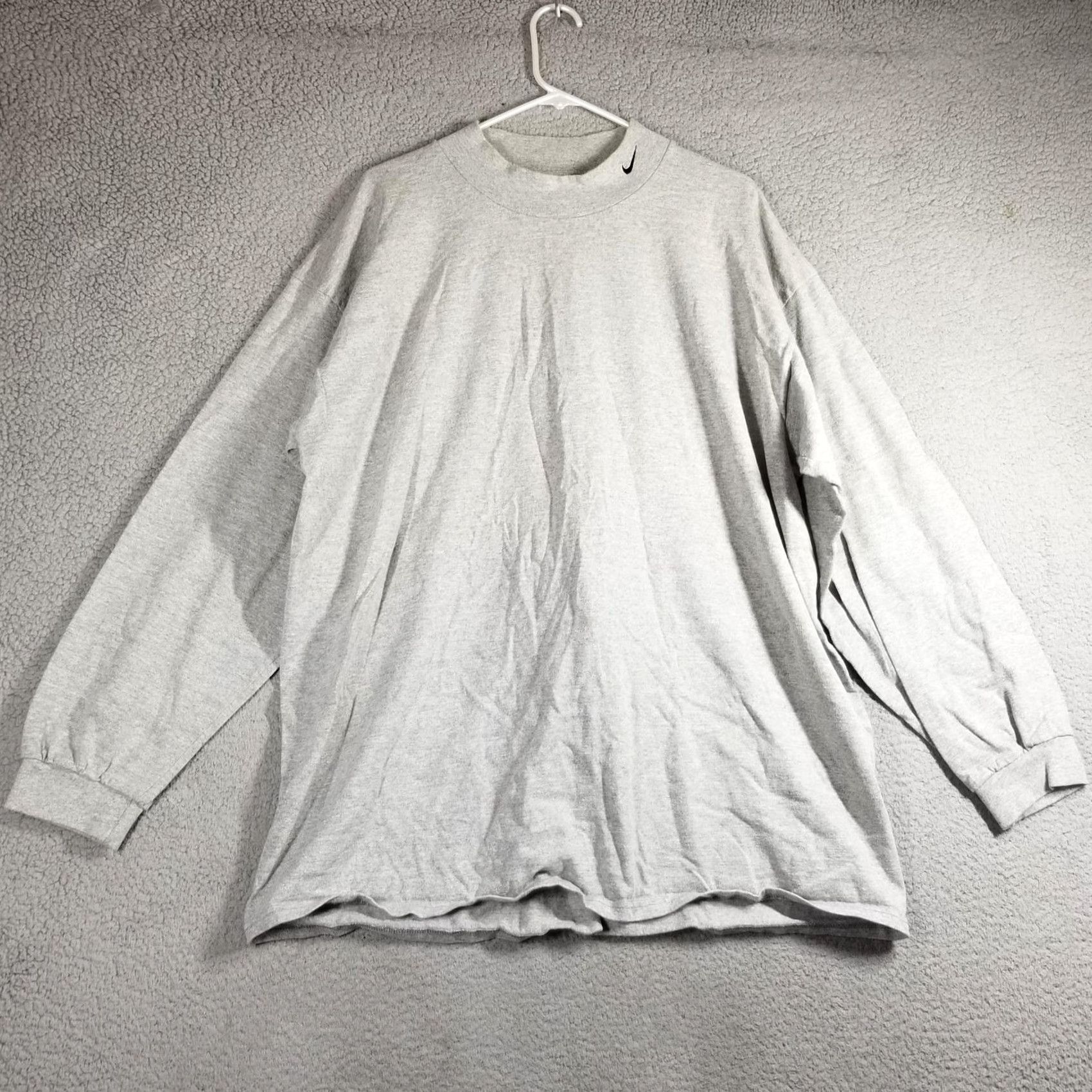 Nike Vintage Nike Shirt Mens 2XL Gray Mock Neck Long Sleeve Swoosh Made USA 90s Size US XXL / EU 58 / 5 - 2 Thumbnail