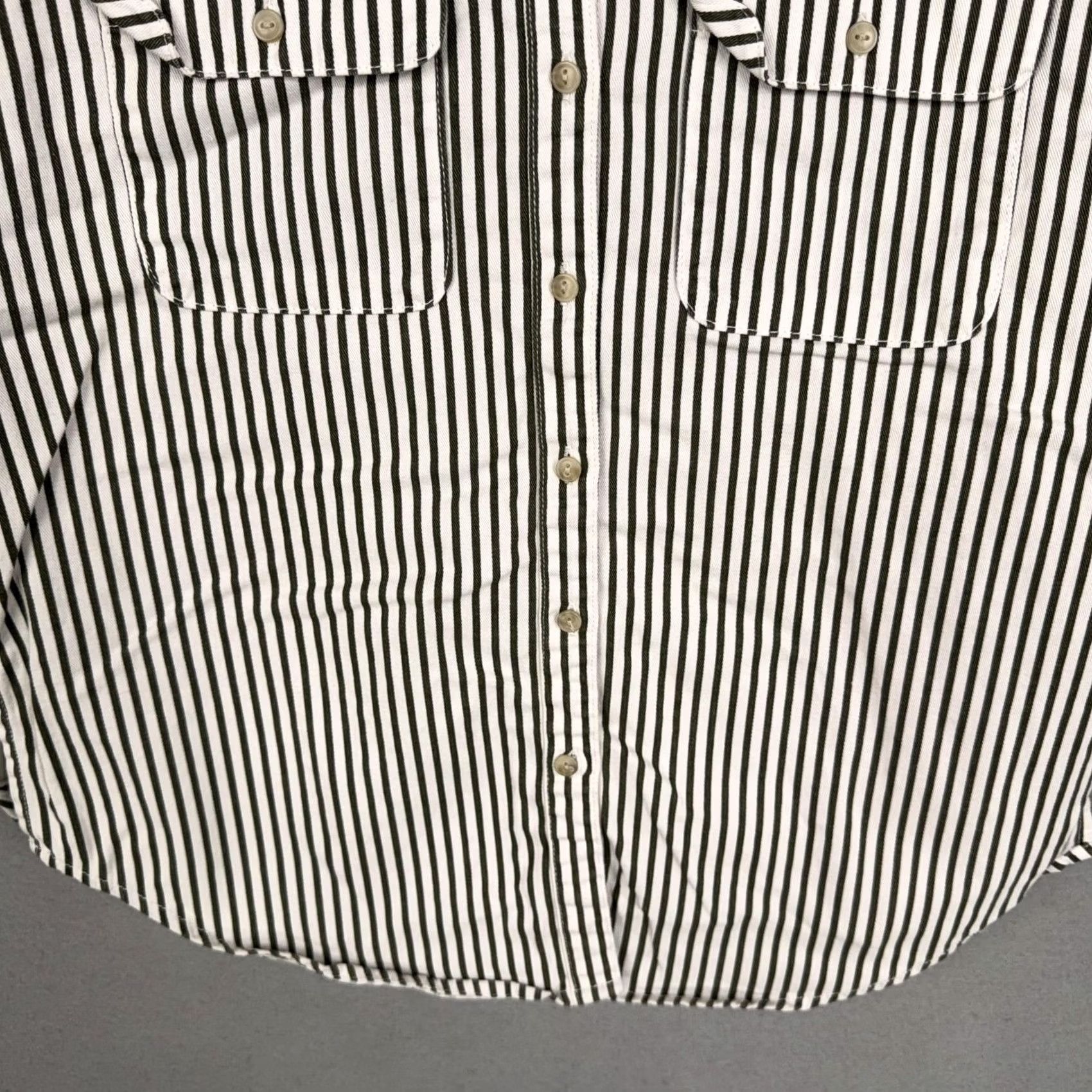 Lucky Brand Lucky Brand Shirt Womens Small White Green Stripe Button Front Long Sleeve Casual Denim Size S / US 4 / IT 40 - 3 Thumbnail