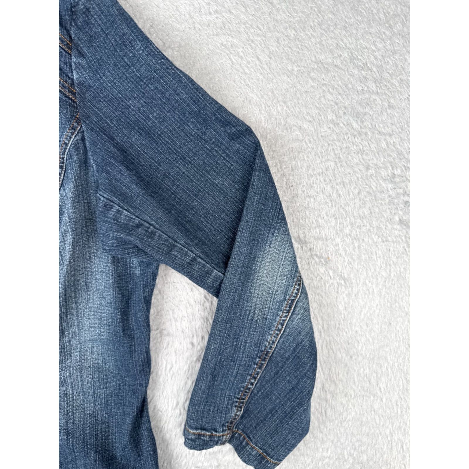Vintage Mixit Jacket Womens 22W Denim Blue Button Cotton Blend Casual 80s 90s Classic Fashion Size 40" / US 18 - 2 Thumbnail