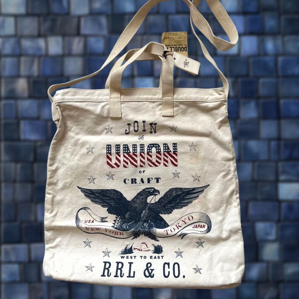 Ralph Lauren RRL Ralph Lauren Bag Tote Shoulder Military Design White Canvas Unisex Adults Medium Size ONE SIZE - 1 Thumbnail