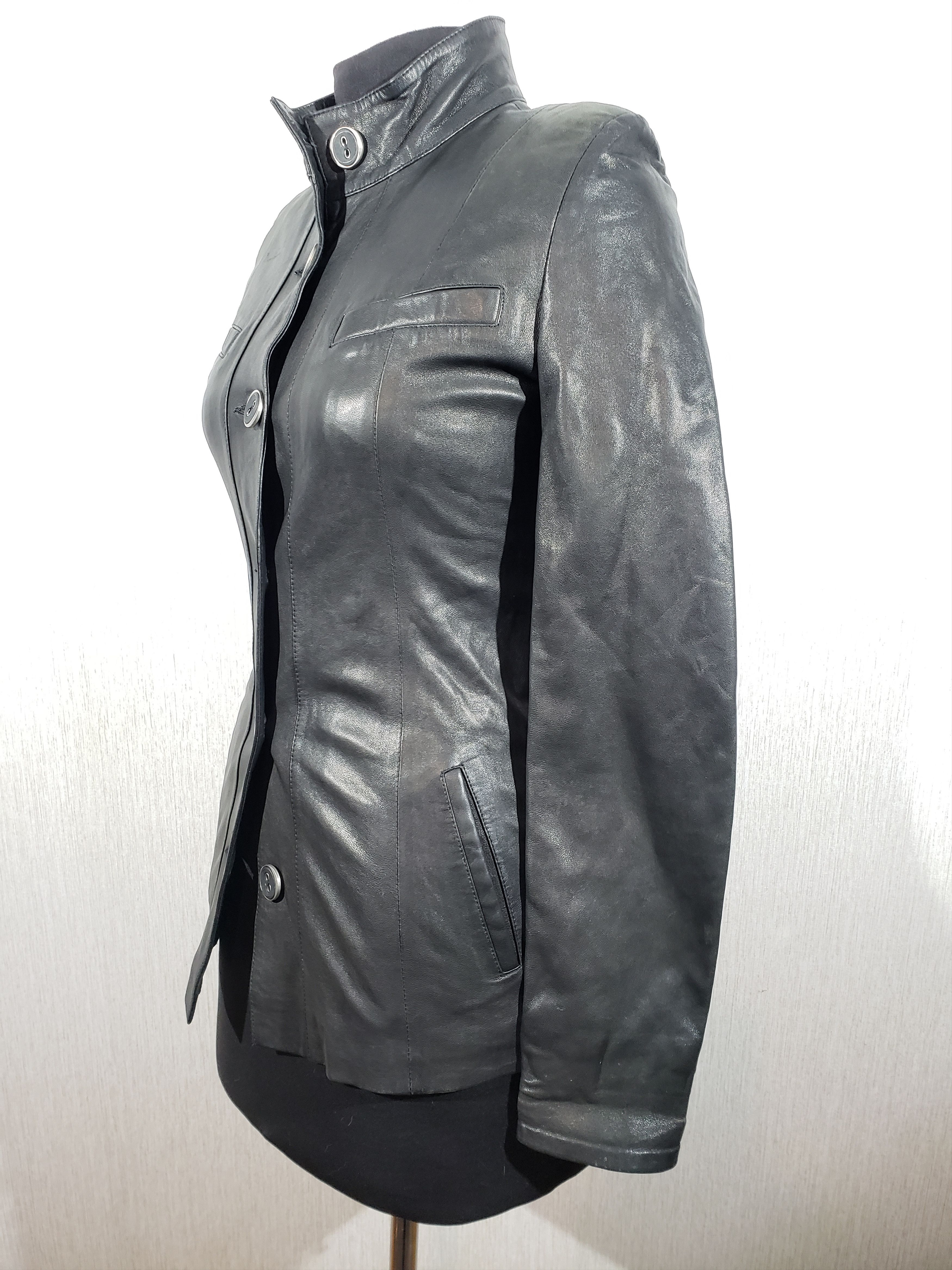 Other Stylish women's leather jacket with buttons. Size S / US 4 / IT 40 - 4 Thumbnail