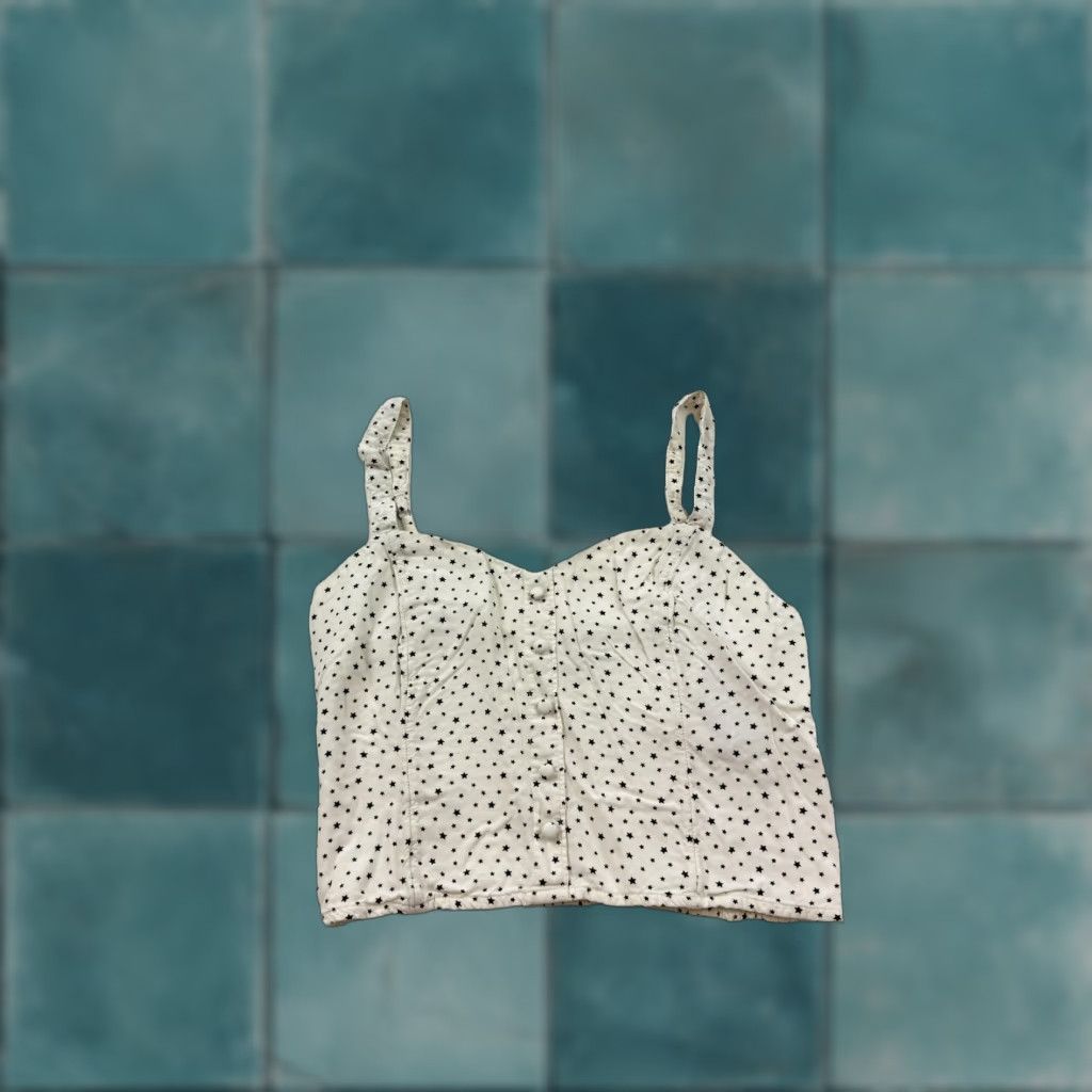 Abercrombie & Fitch Abercrombie & Fitch Crop Top Womens Small White Star Print Button Front Cami Size S / US 4 / IT 40 - 1 Thumbnail
