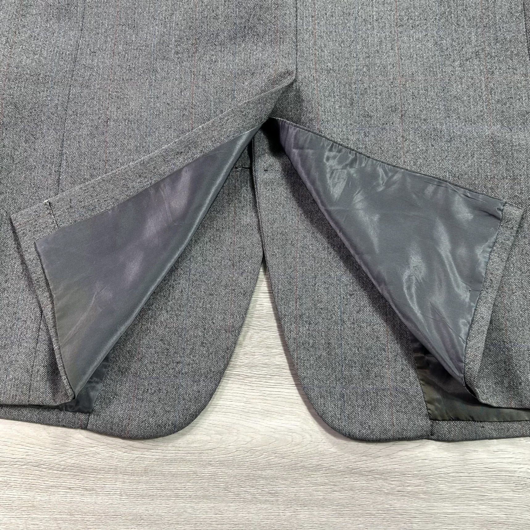 Vintage Hickey Freeman Blazer Mens 44L Gray Herringbone Wool Sport Coat Jacket Size 44R - 4 Thumbnail