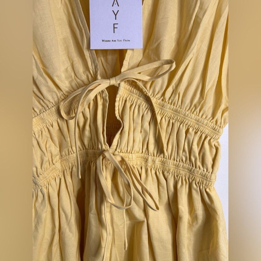 BNWT WAYF Yellow Cotton Mini Dress in Yellow Size XS