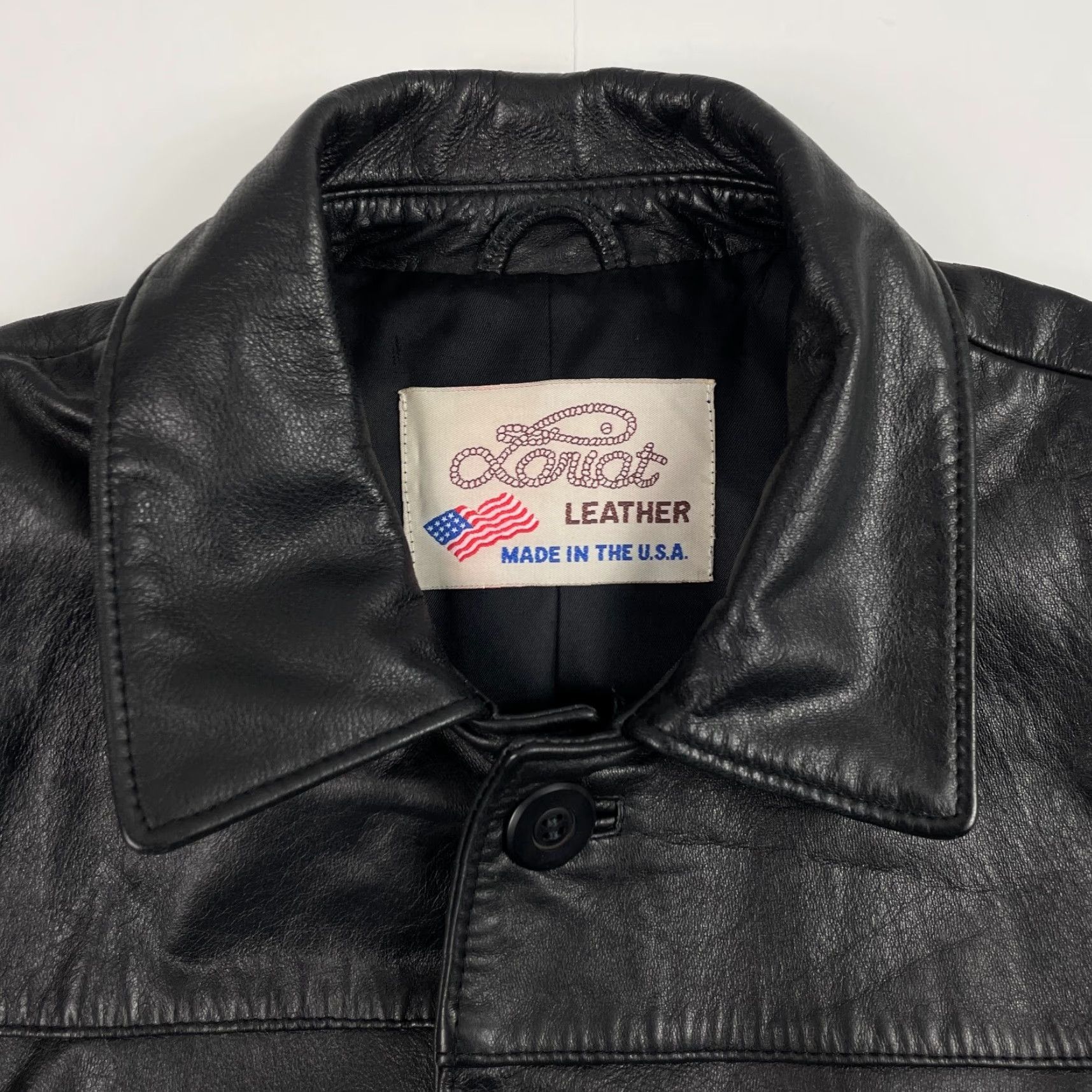Ariat VINTAGE Lariat Leather Jacket Mens Large Black Button Up Motorcycle Biker USA Jacket Size US L / EU 52-54 / 3 - 6 Thumbnail