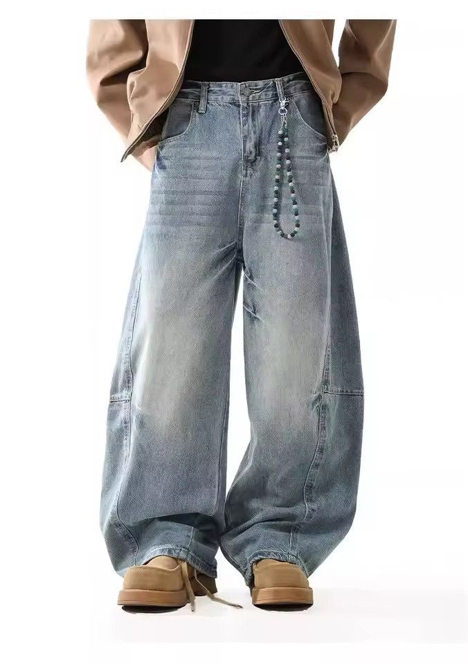 Jean Streetwear Wide Leg Baggy Patchwork Outdoor Jeans Size US 28 / EU 44 - 3 Thumbnail