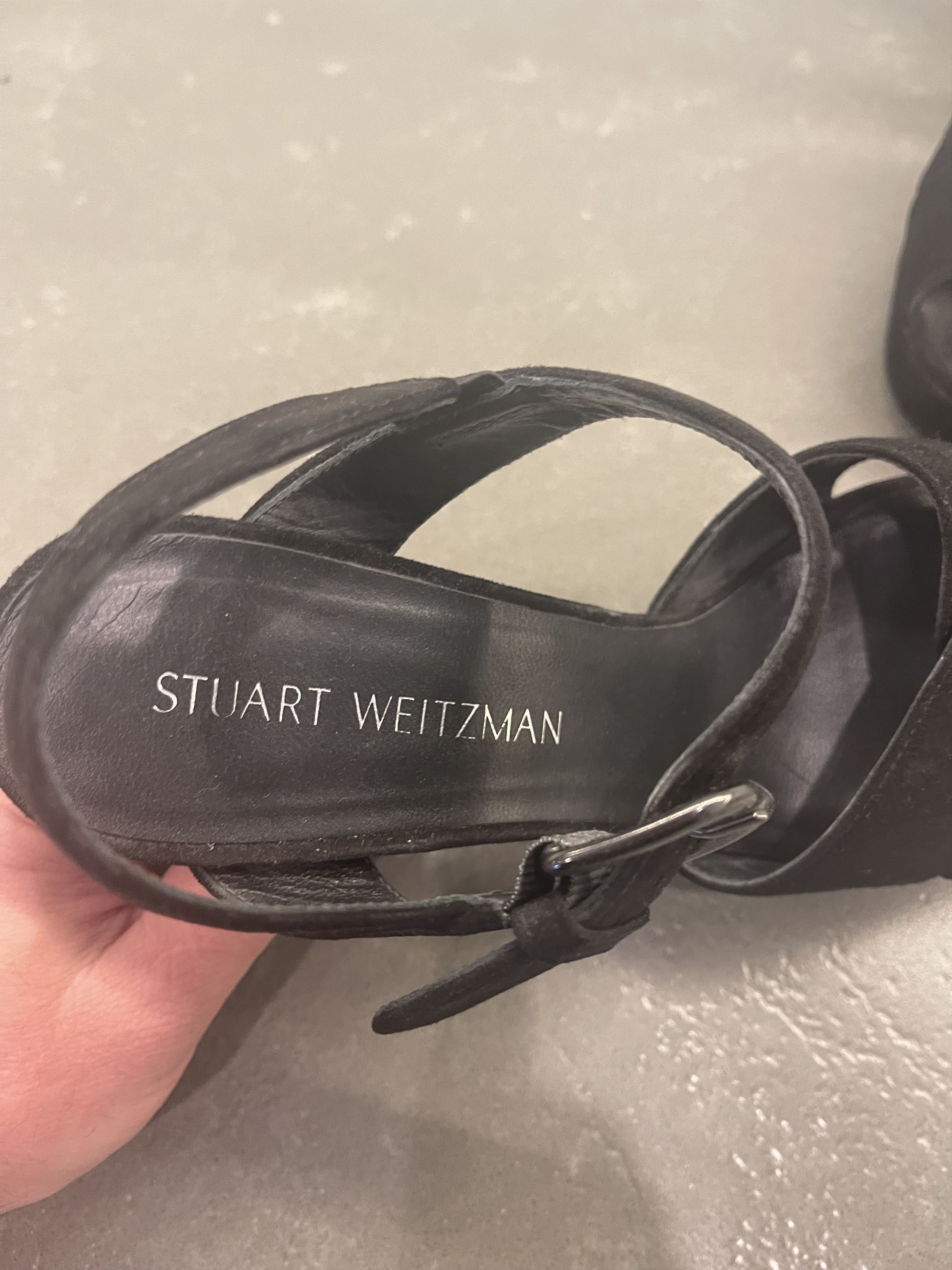 Stuart Weitzman Black Velvet Heels Size US 7.5 / IT 37.5 - 2 Thumbnail