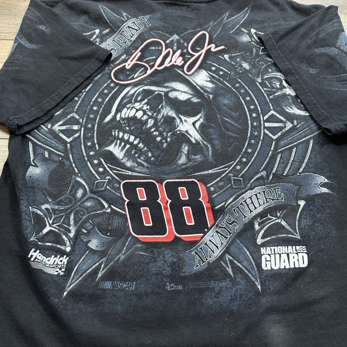NASCAR Vintage 2000s Y2K NASCAR Dale Jr. Skull Grunge Graphic Tee Size US L / EU 52-54 / 3 - 7 Thumbnail