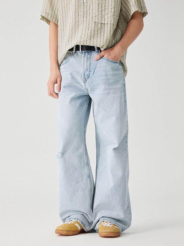 Jean Loose American High-Street Style Distressed Wide-Leg Jeans Size US 32 / EU 48 - 1 Thumbnail