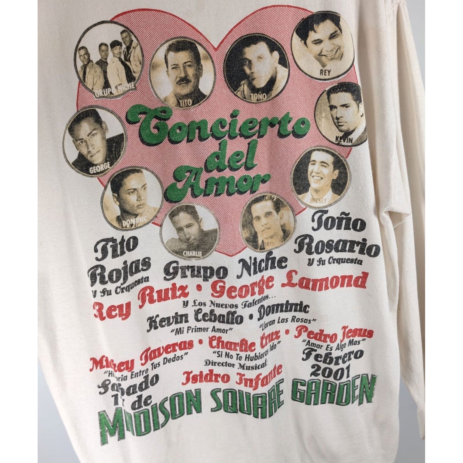 Anvil VINTAGE 2001 Concierto Del Amor MSG Salsa Merengue Long Sleeve Shirt Anvil XL White Men's XL Long Sleeve Shirt Merengue Salsa 00s Y2K USA Concert Tee Size US XL / EU 56 / 4 - 4 Thumbnail
