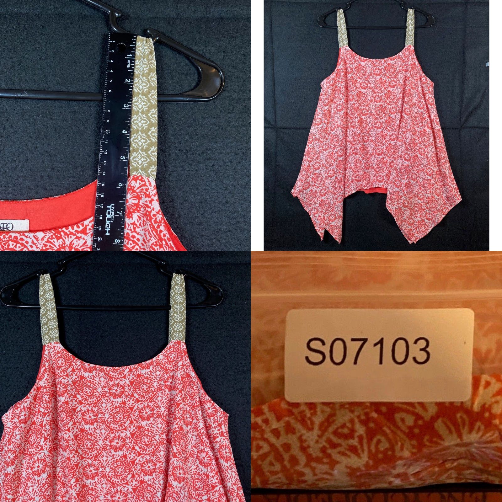 Vintage Cato Womens Blouse Pink White Floral Tank Top Asymmetrical Stretch Large Sleeveless Round Neck Summer Casual Workwear Size L / US 10 / IT 46 - 8 Thumbnail