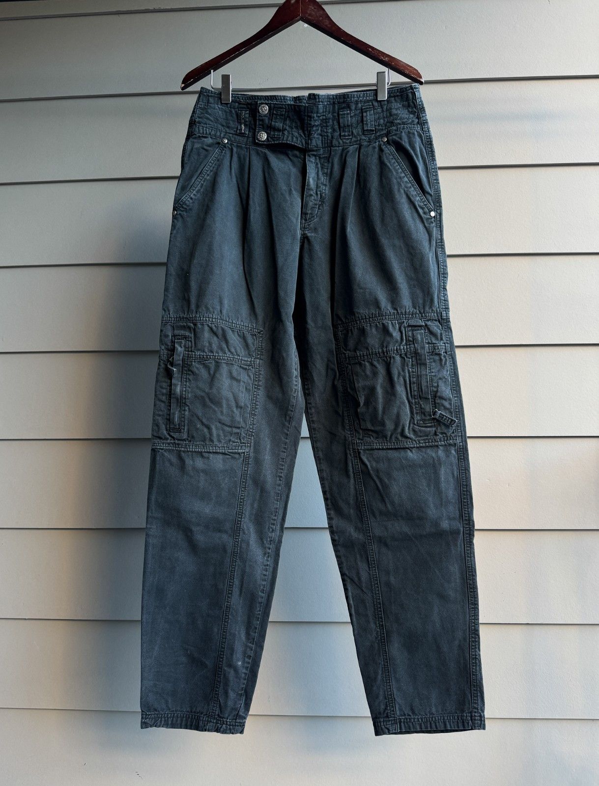 Bugle Boy Vintage 90s Cargo Pants Gray Cotton Military Grunge 34x36 Size US 34 / EU 50 - 1 Thumbnail