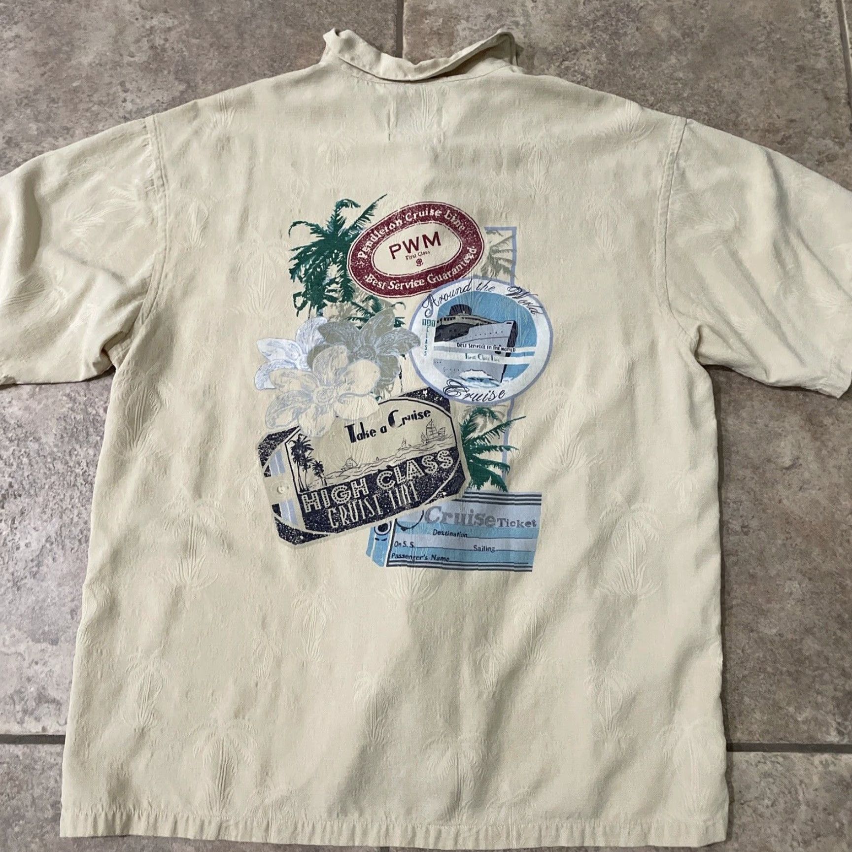 Pendleton Pendleton 100% silk button-down shirt Mens M Short Sleeve Beige Hawaii Style Button-Up Collared Shirt Size US M / EU 48-50 / 2 - 2 Thumbnail