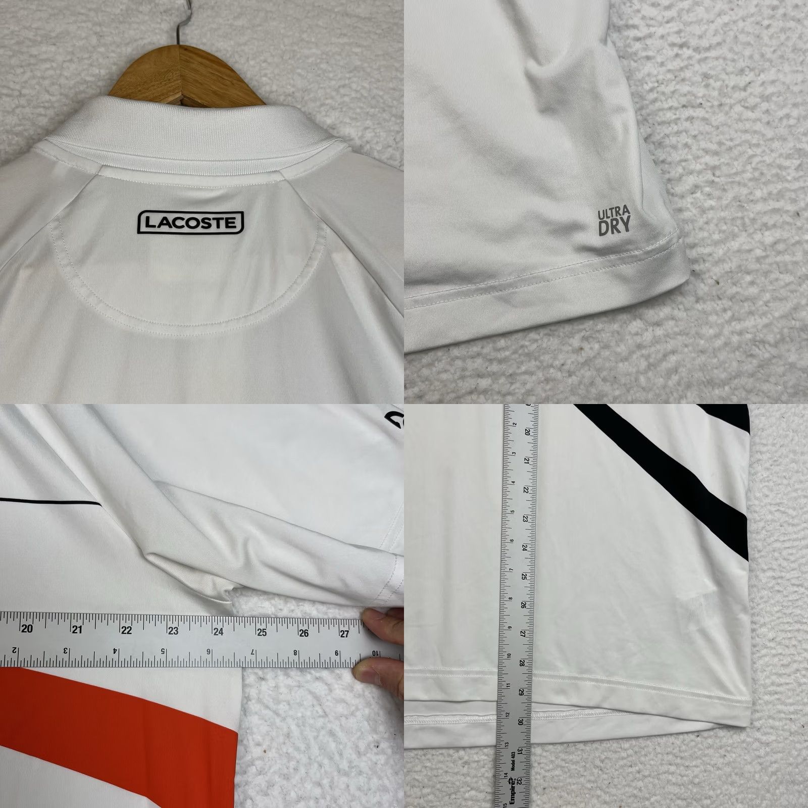 Lacoste Lacoste Sport Novak Djokovic Polo Tennis Shirt White Orange Men 2XL Size 7 Size US XXL / EU 58 / 5 - 8 Thumbnail