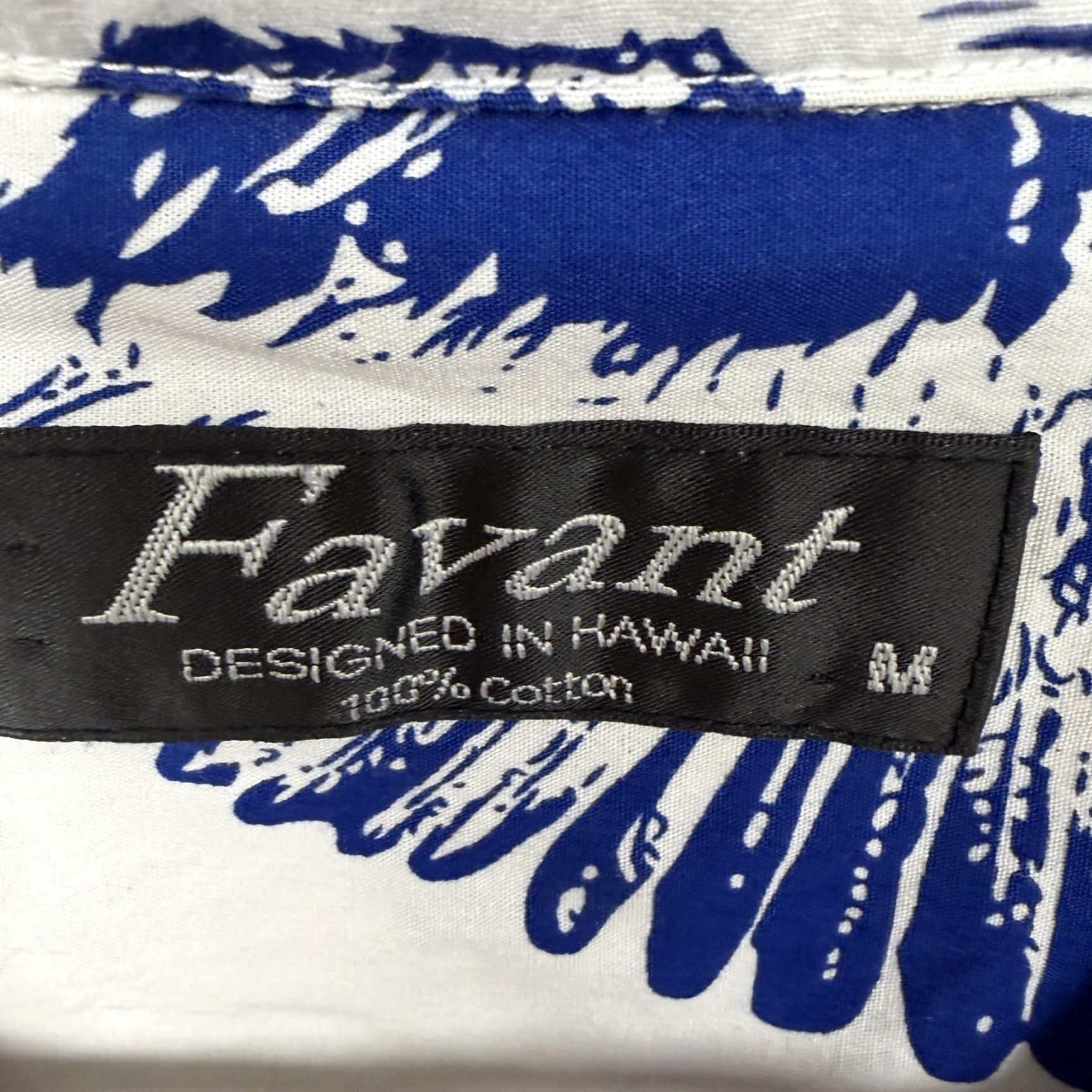 Vintage Favant Shirt Mens M Blue White Hawaiian Map Aloha Beach Summer Button-Up Short Sleeve Casual Tropic Graphic Print Cotton Size US M / EU 48-50 / 2 - 4 Thumbnail