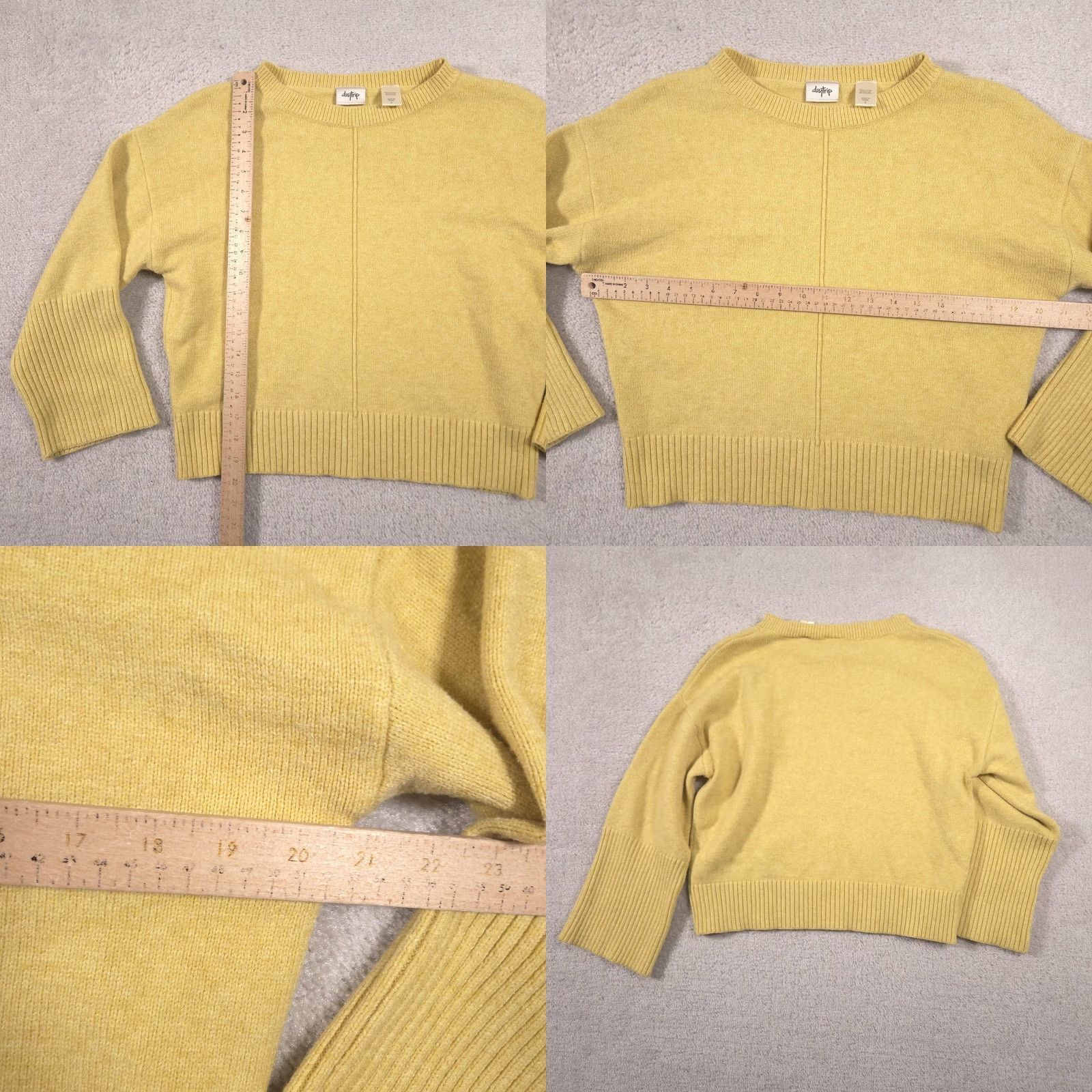 Vintage Daytrip Sweater Womens S Yellow Crew Neck 3/4 Dolman Pullover Knit Casual Fall Knit Top Women Size S / US 4 / IT 40 - 8 Thumbnail
