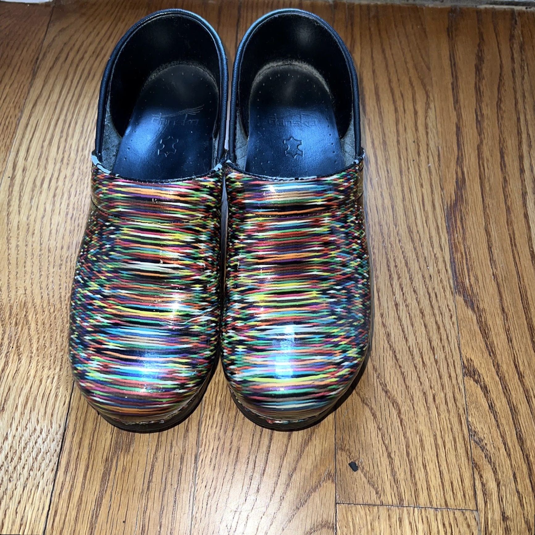 Dansko DANSKO Multicolor Stripe Leather Clogs Women 7.5/8 Slip On Comfort Leather Insole Rubber Outsole Casual Workwear Mens? Size M / US 6-8 / IT 42-44 - 2 Thumbnail