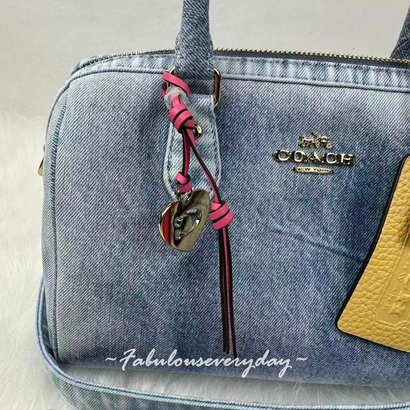 Coach Coach Rowan Satchel Crossbody Loved Denim Charms/Gold/Indigo Size ONE SIZE - 6 Thumbnail