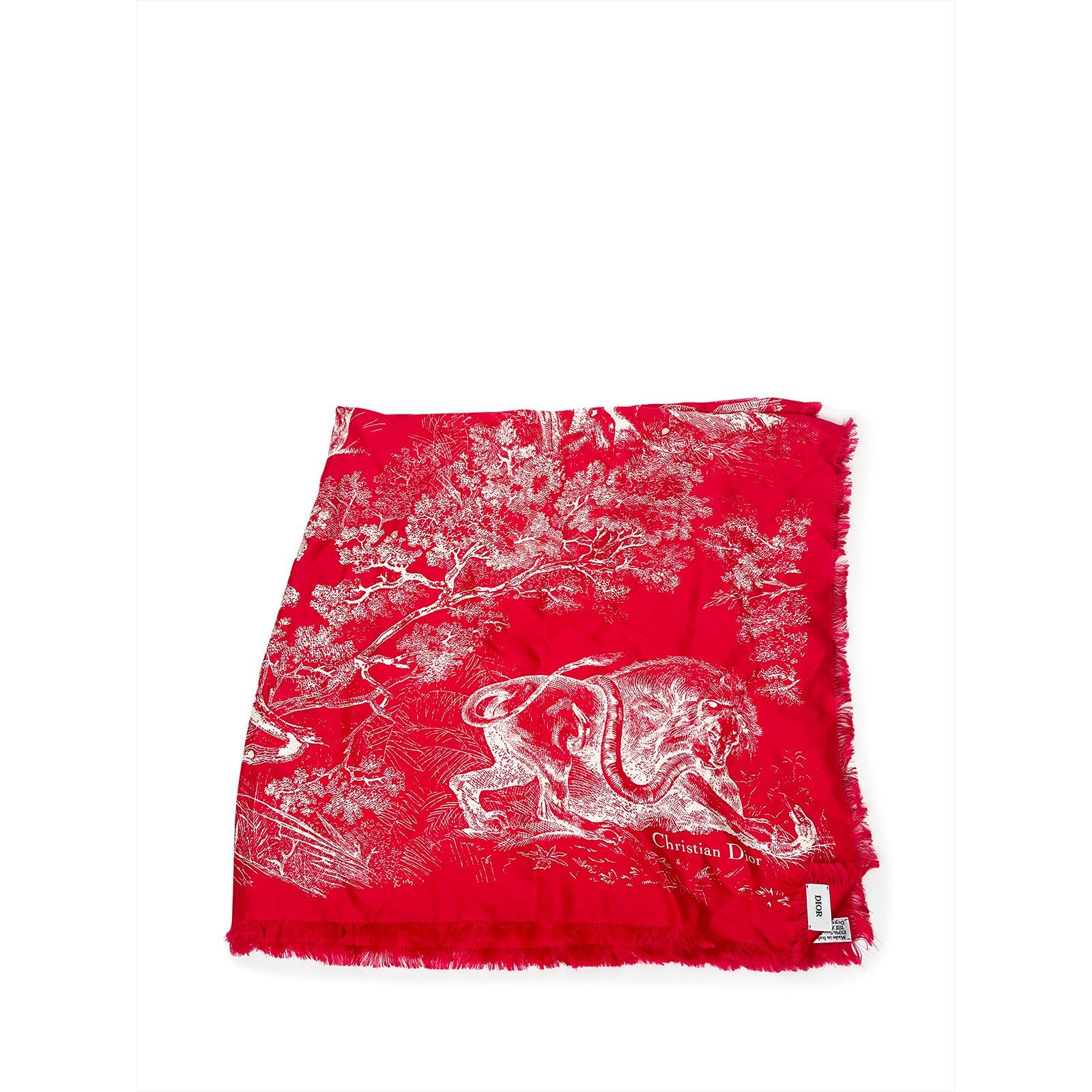 Dior Large red silk scarf with cream detailDior Size ONE SIZE - 2 Thumbnail